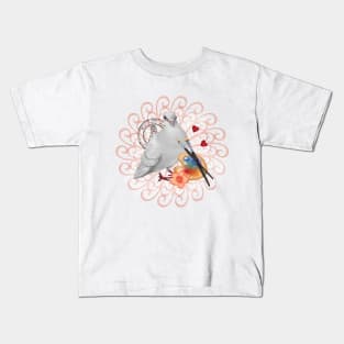 White Dove with Painting Palette Kids T-Shirt